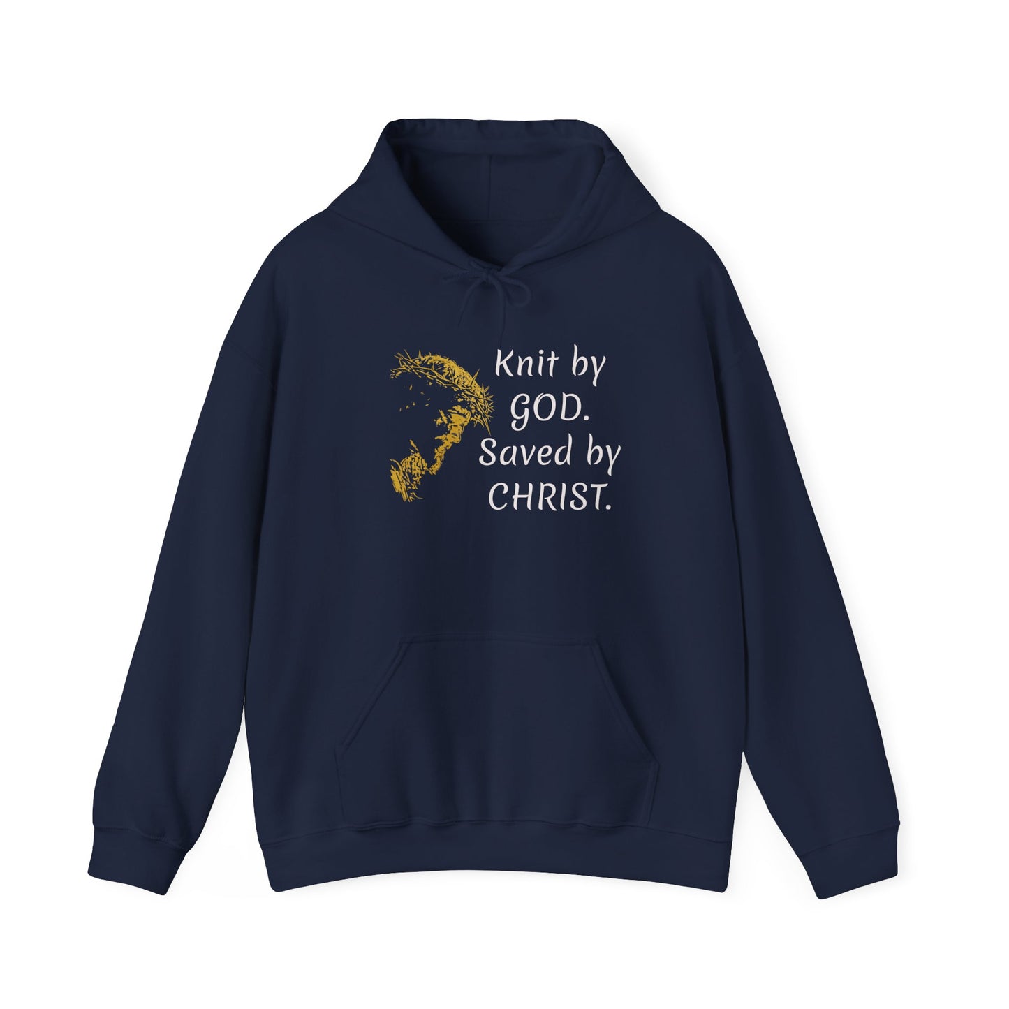 Knit by God Saved by Christ Hoodie | Christian Faith Scripture Sweatshirt