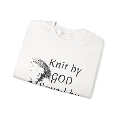 Knit by God Saved by Christ Sweatshirt | Christian Faith Graphic Pullover