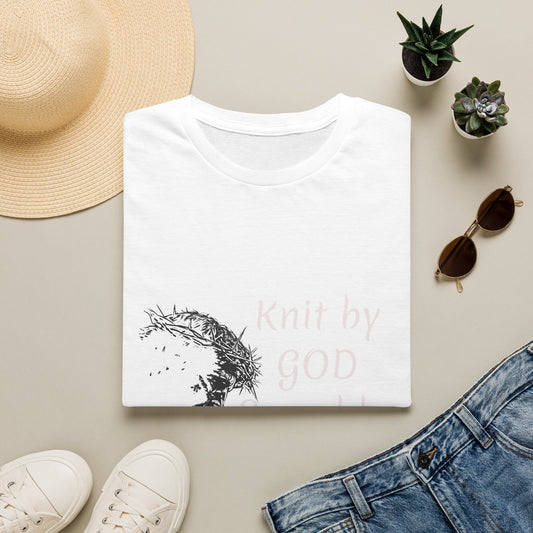 Knit by God Saved by Christ T-Shirt | Christian Faith Tee