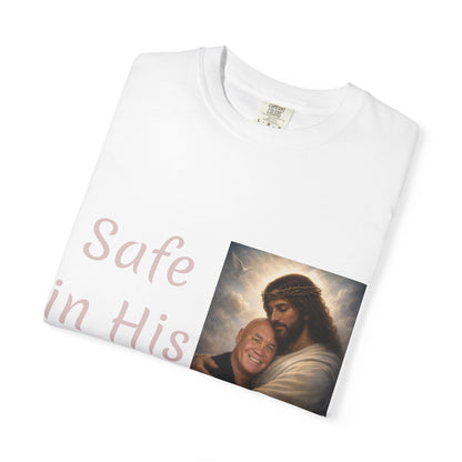 ADD A LOVED ONE-Safe in His Arms Jesus Hug T-Shirt | Christian Faith Prayer Tee