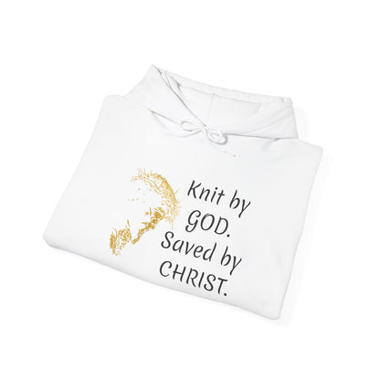 Knit by God Saved by Christ Hoodie | Christian Faith Scripture Sweatshirt
