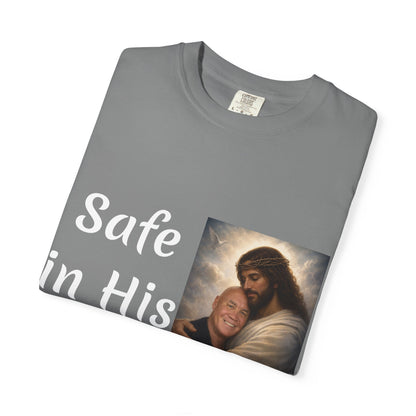ADD A LOVED ONE-Safe in His Arms Jesus Hug T-Shirt | Christian Faith Prayer Tee
