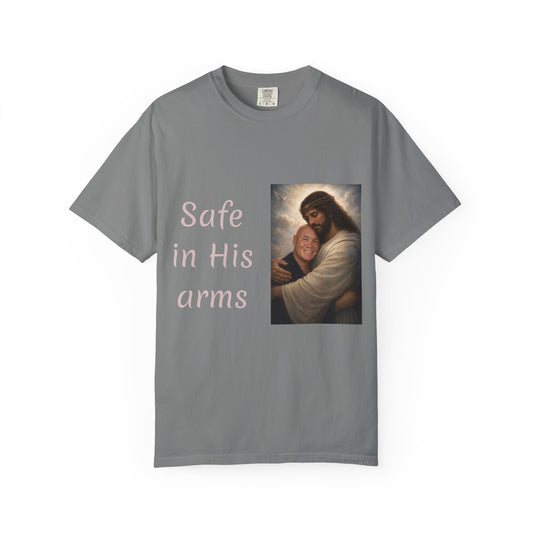 ADD A LOVED ONE-Safe in His Arms Jesus Hug T-Shirt | Christian Faith Prayer Tee