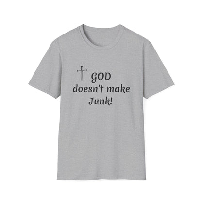 GOD doesn’t make junk! T-Shirt | Religious Faith Typography Tee