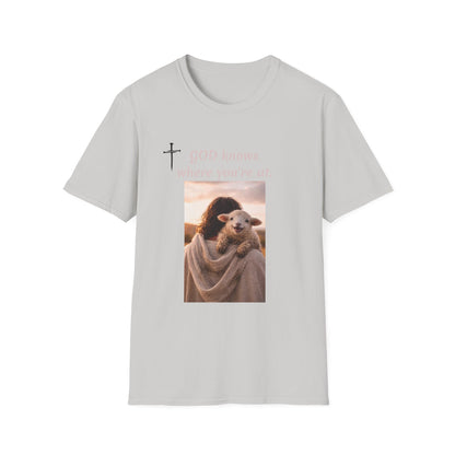 God knows where you are! Unisex Softstyle T-Shirt