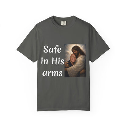 ADD A LOVED ONE-Safe in His Arms Jesus Hug T-Shirt | Christian Faith Prayer Tee