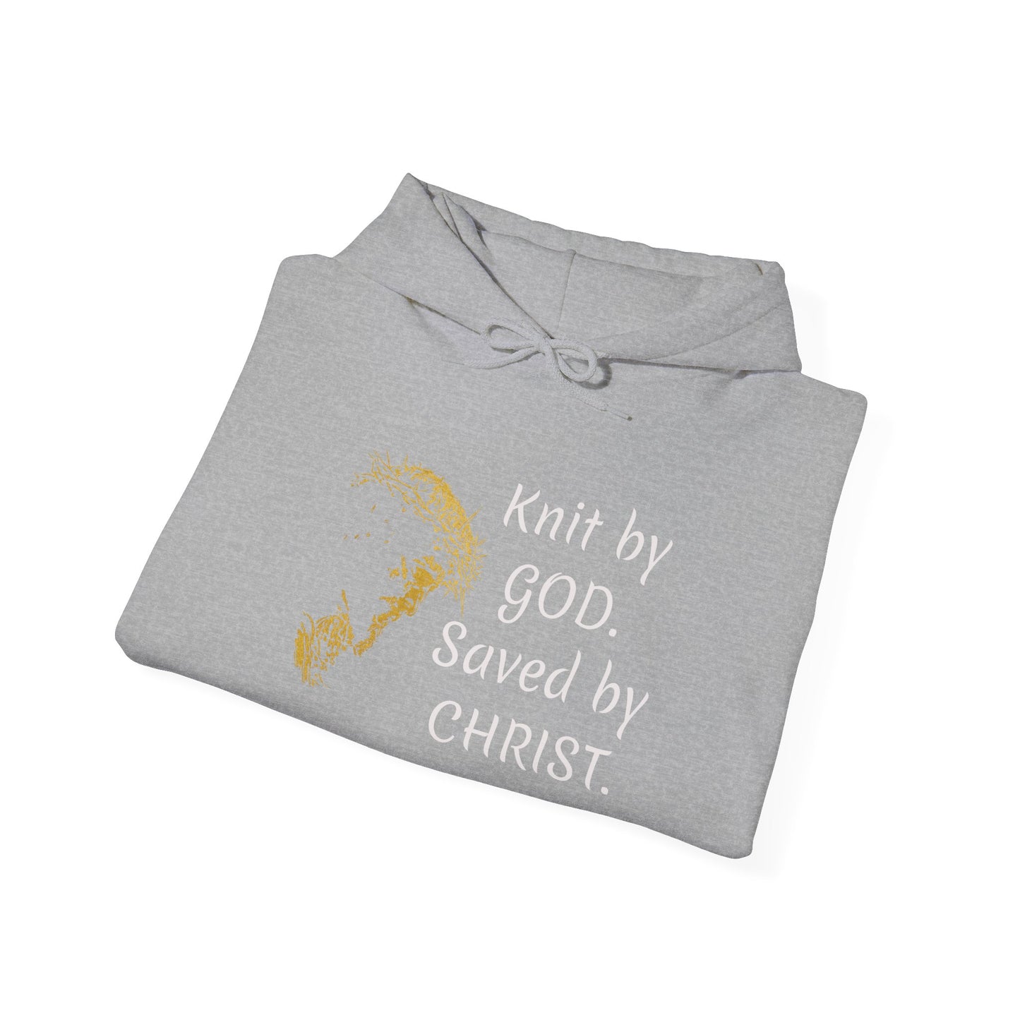 Knit by God Saved by Christ Hoodie | Christian Faith Scripture Sweatshirt