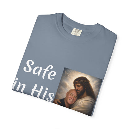 ADD A LOVED ONE-Safe in His Arms Jesus Hug T-Shirt | Christian Faith Prayer Tee