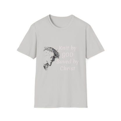 Knit by God Saved by Christ T-Shirt | Christian Faith Tee