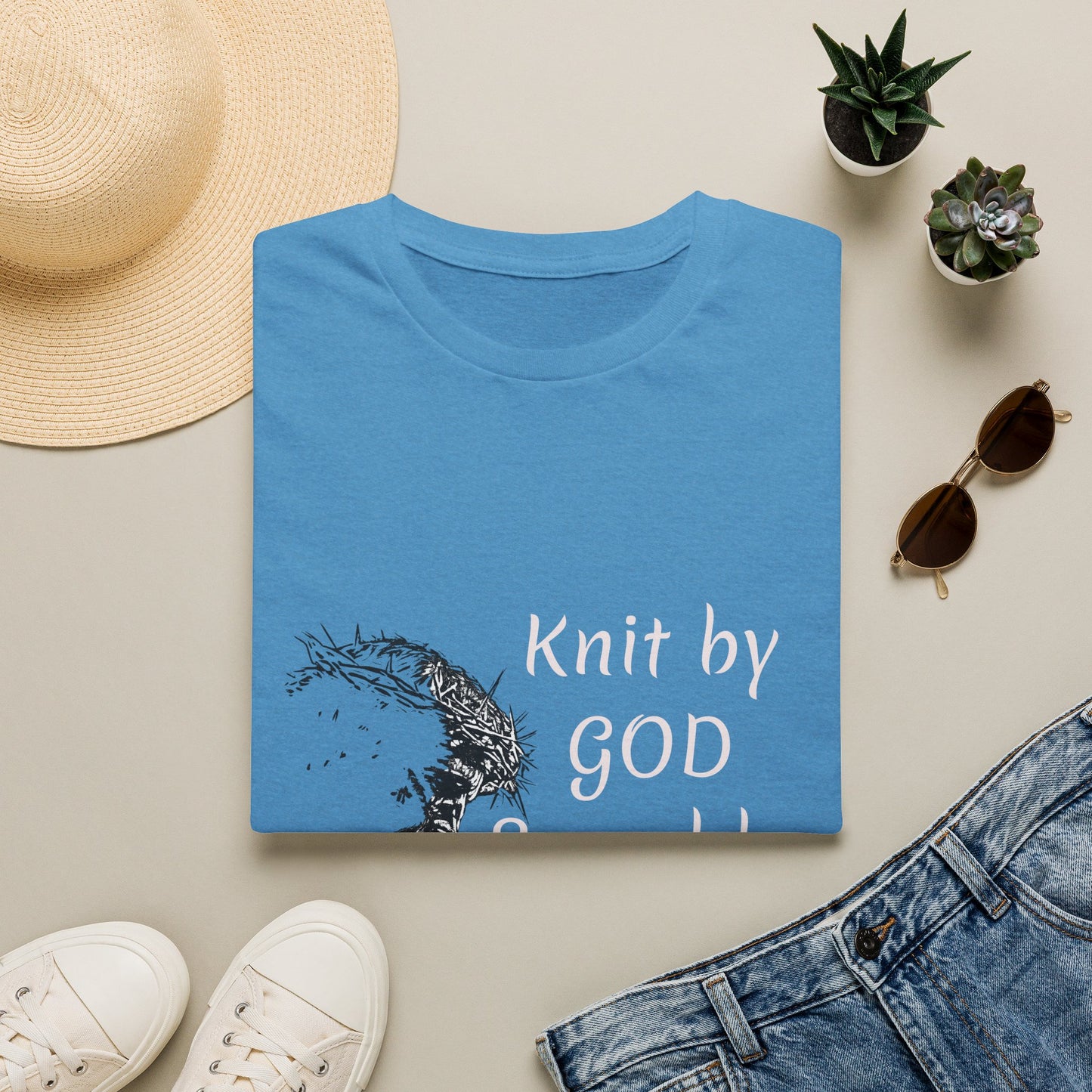 Knit by God Saved by Christ T-Shirt | Christian Faith Tee