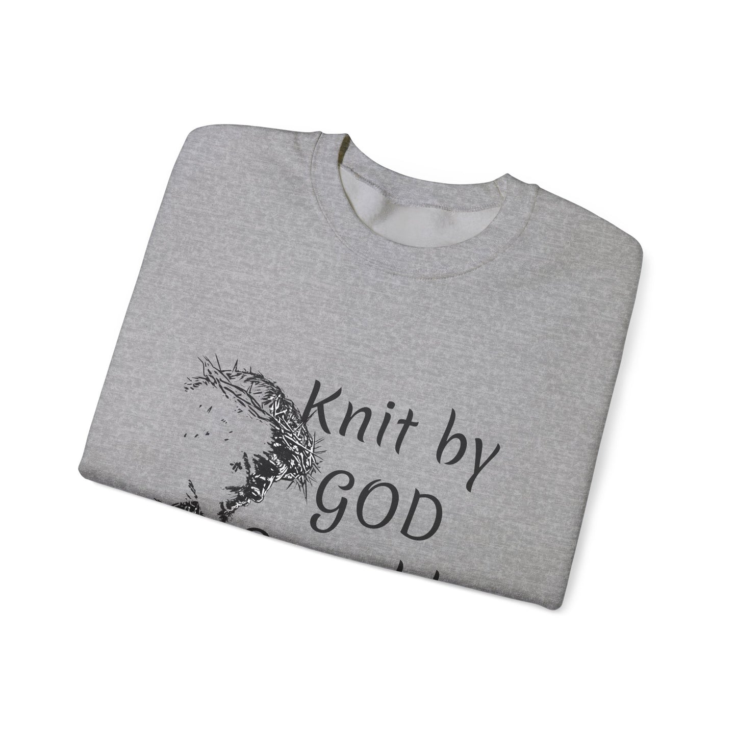Knit by God Saved by Christ Sweatshirt | Christian Faith Graphic Pullover