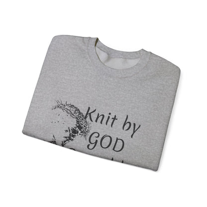 Knit by God Saved by Christ Sweatshirt | Christian Faith Graphic Pullover