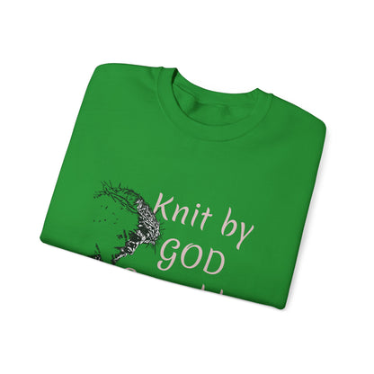 Knit by God Saved by Christ Sweatshirt | Christian Faith Graphic Pullover