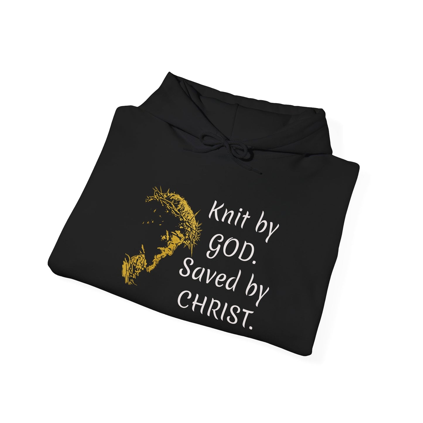 Knit by God Saved by Christ Hoodie | Christian Faith Scripture Sweatshirt