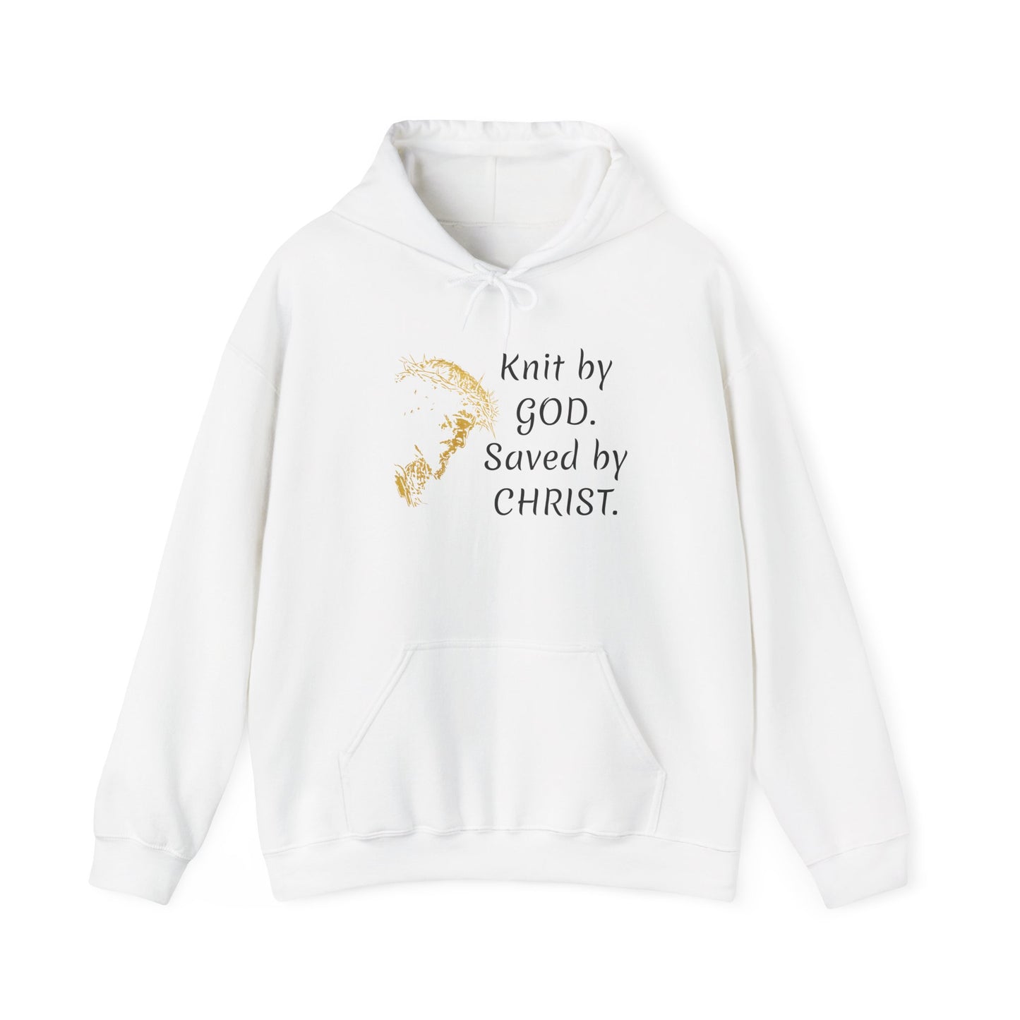 Knit by God Saved by Christ Hoodie | Christian Faith Scripture Sweatshirt