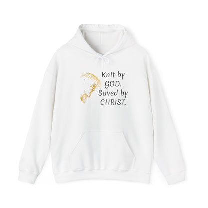 Knit by God Saved by Christ Hoodie | Christian Faith Scripture Sweatshirt