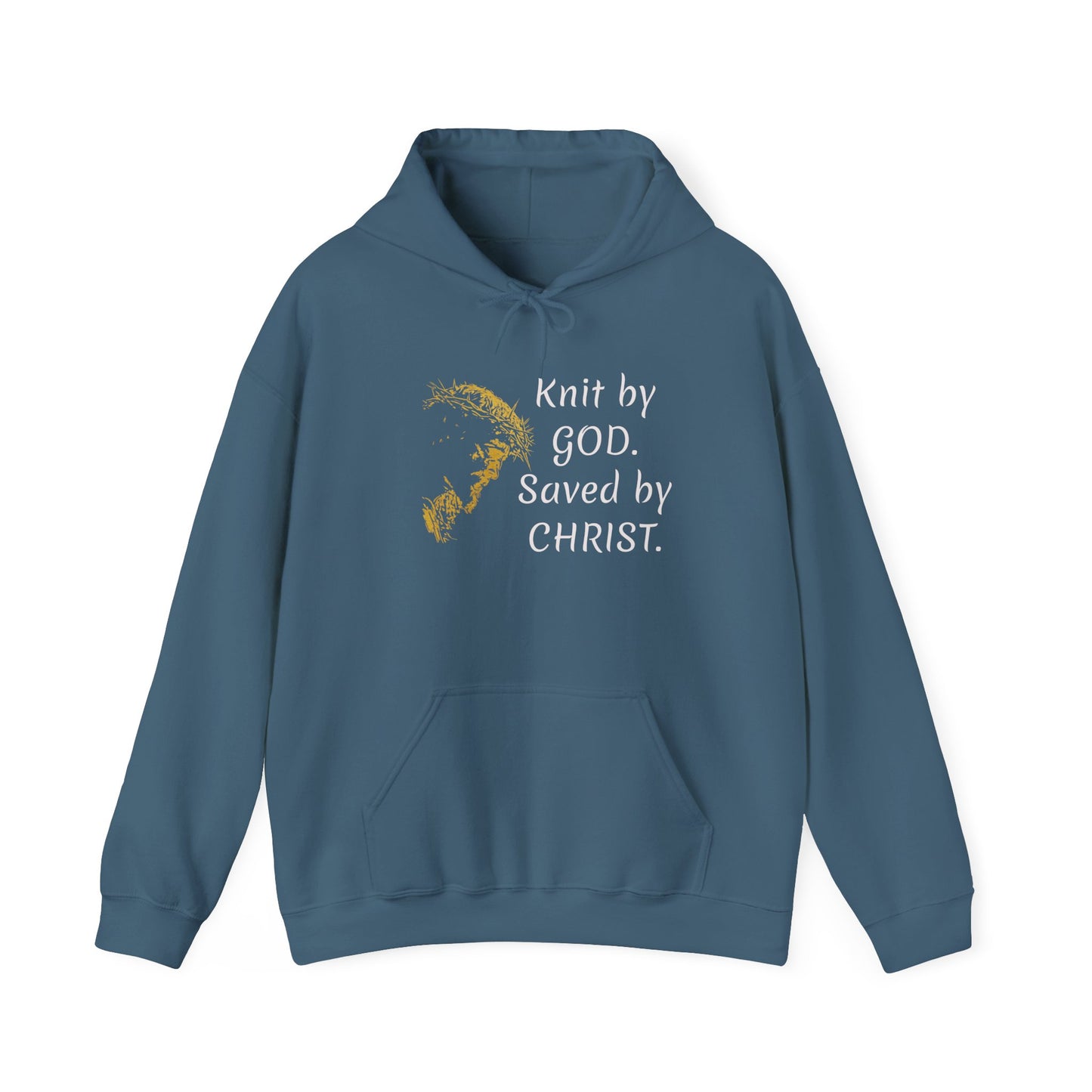 Knit by God Saved by Christ Hoodie | Christian Faith Scripture Sweatshirt