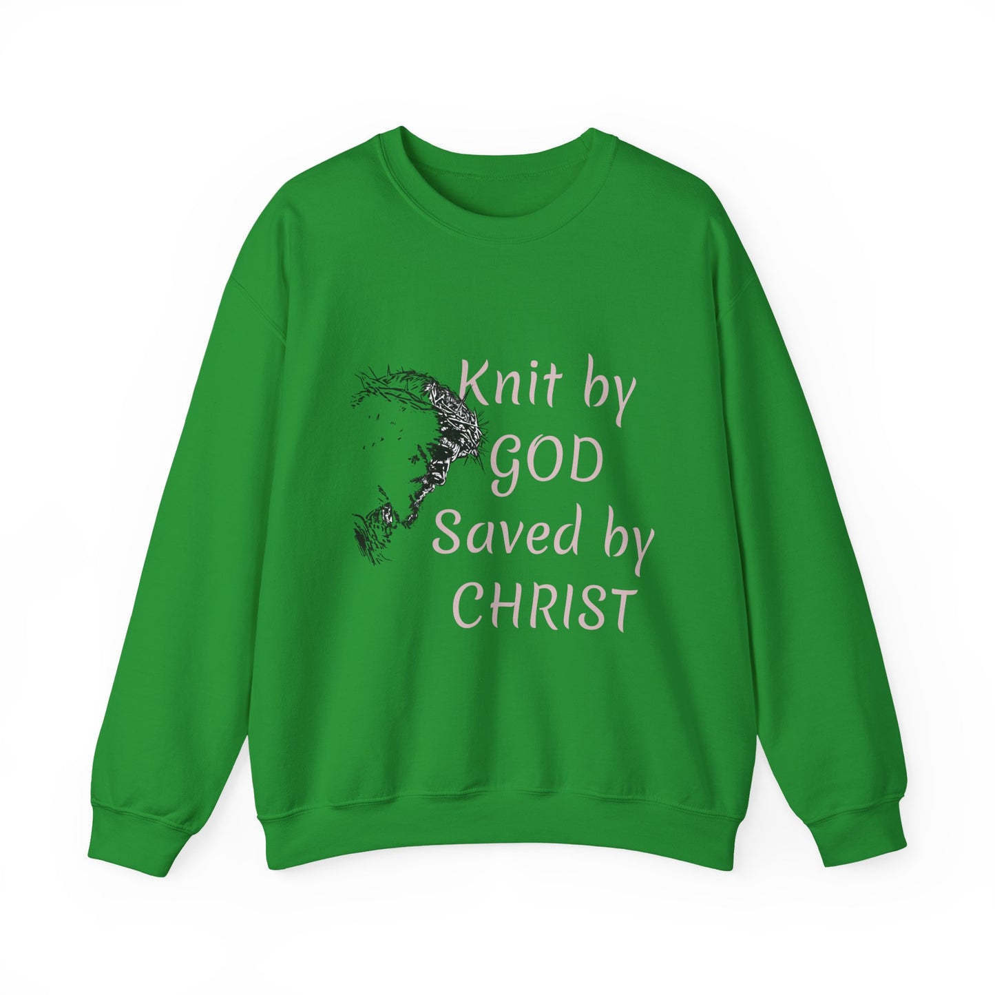 Knit by God Saved by Christ Sweatshirt | Christian Faith Graphic Pullover