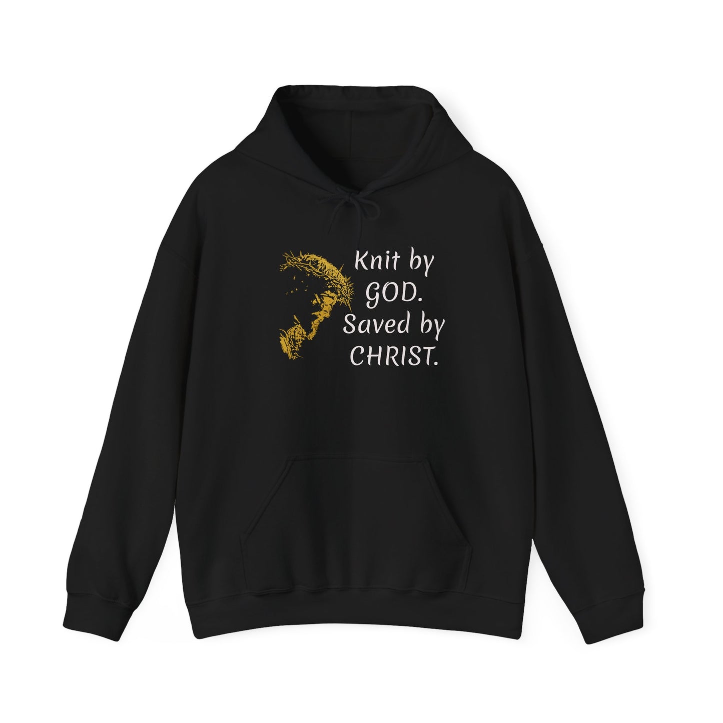 Knit by God Saved by Christ Hoodie | Christian Faith Scripture Sweatshirt