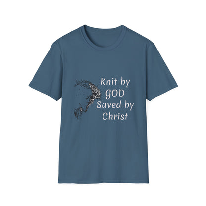 Knit by God Saved by Christ T-Shirt | Christian Faith Tee