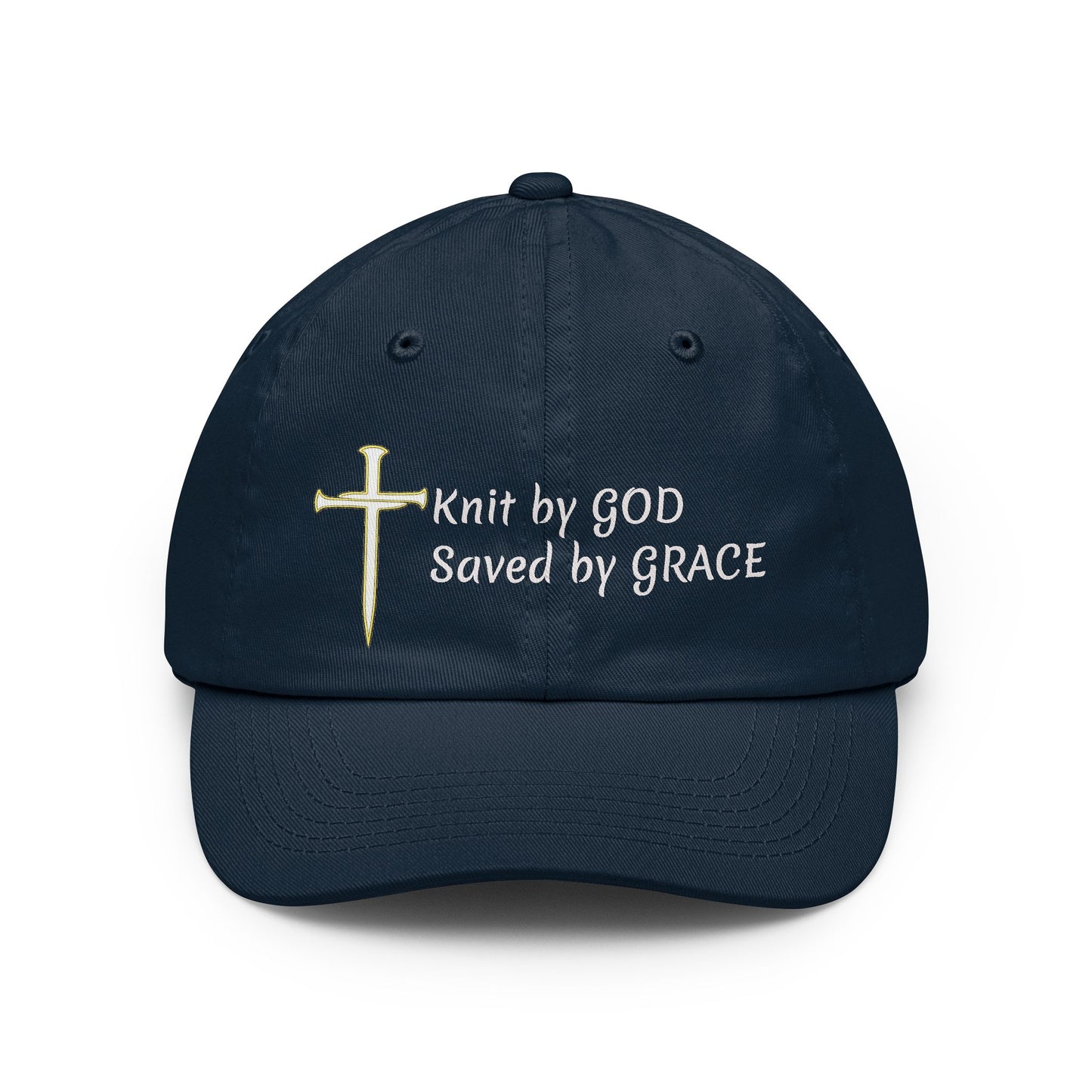Knit by God Customizable Embroidered Text Cap