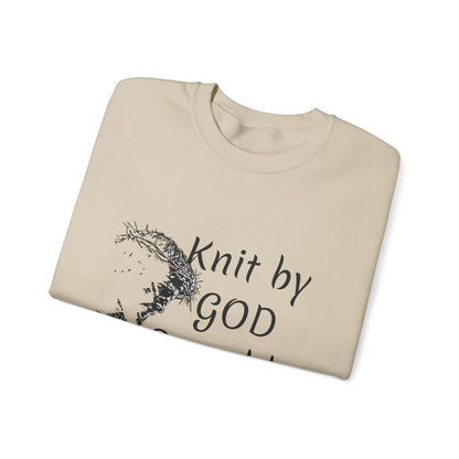 Knit by God Saved by Christ Sweatshirt | Christian Faith Graphic Pullover