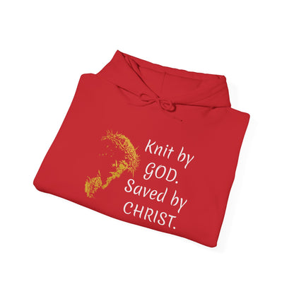 Knit by God Saved by Christ Hoodie | Christian Faith Scripture Sweatshirt