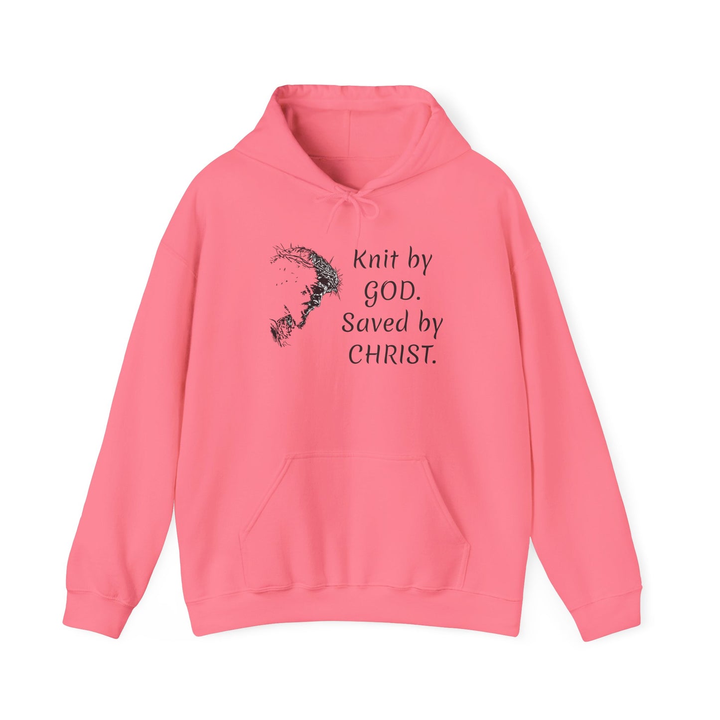 Knit by God Saved by Christ Hoodie | Christian Faith Scripture Sweatshirt