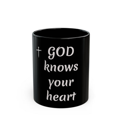 God Knows Your Heart Black Mug
