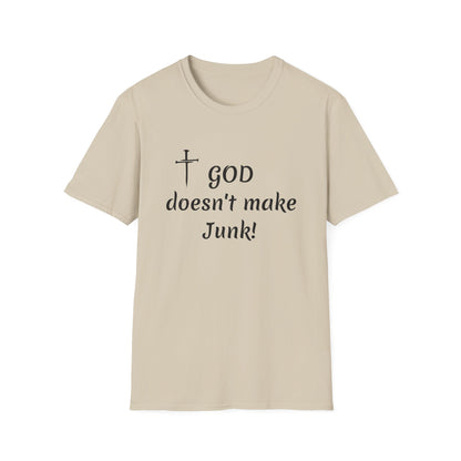 GOD doesn’t make junk! T-Shirt | Religious Faith Typography Tee