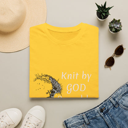 Knit by God Saved by Christ T-Shirt | Christian Faith Tee