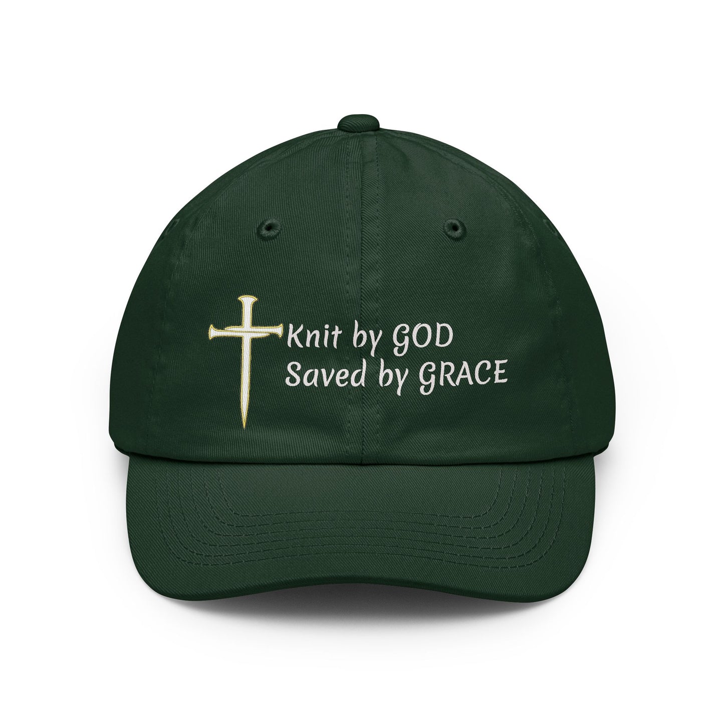 Knit by God Customizable Embroidered Text Cap