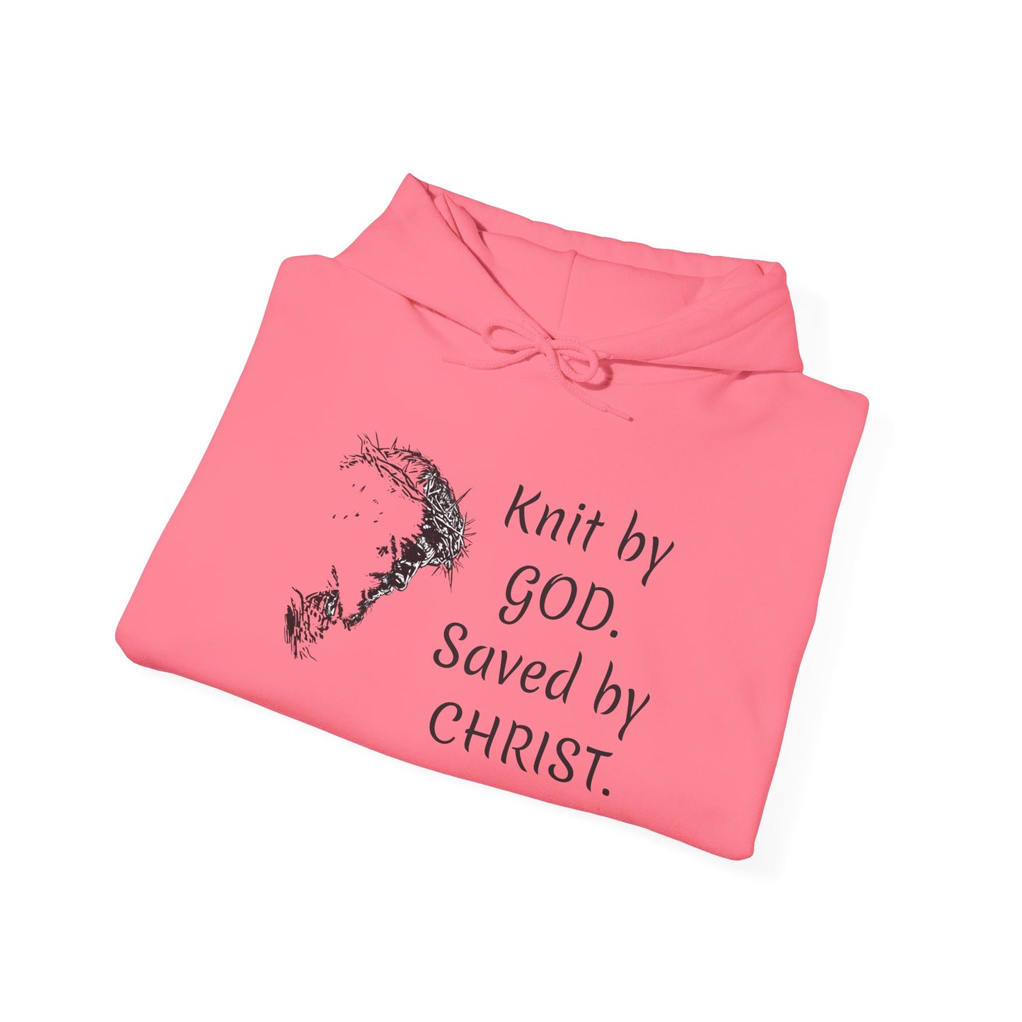 Knit by God Saved by Christ Hoodie | Christian Faith Scripture Sweatshirt