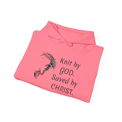 Knit by God Saved by Christ Hoodie | Christian Faith Scripture Sweatshirt