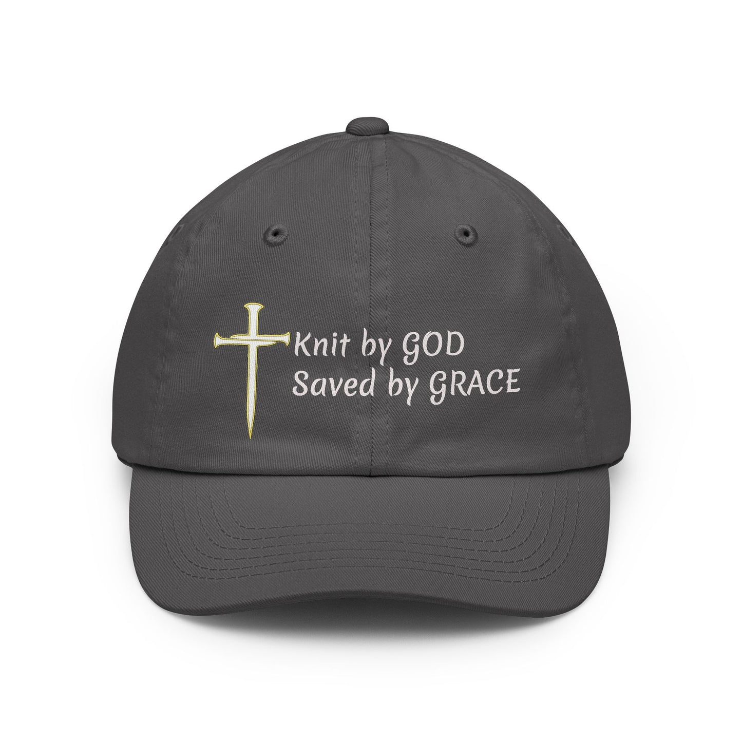 Knit by God Customizable Embroidered Text Cap