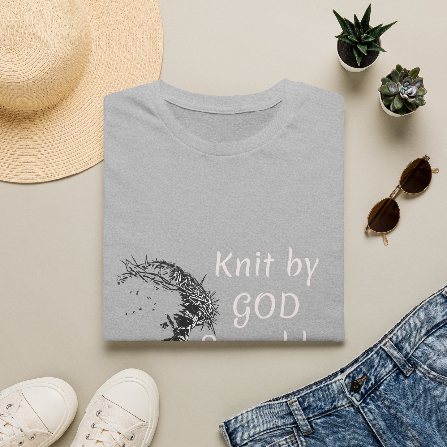 Knit by God Saved by Christ T-Shirt | Christian Faith Tee