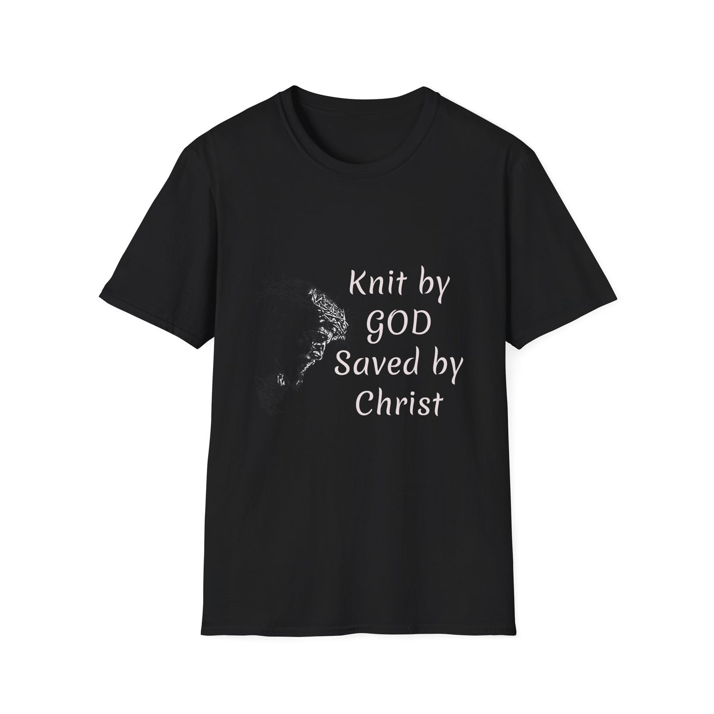 Knit by God Saved by Christ T-Shirt | Christian Faith Tee