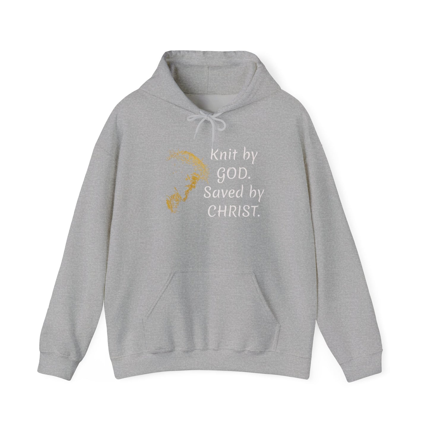 Knit by God Saved by Christ Hoodie | Christian Faith Scripture Sweatshirt