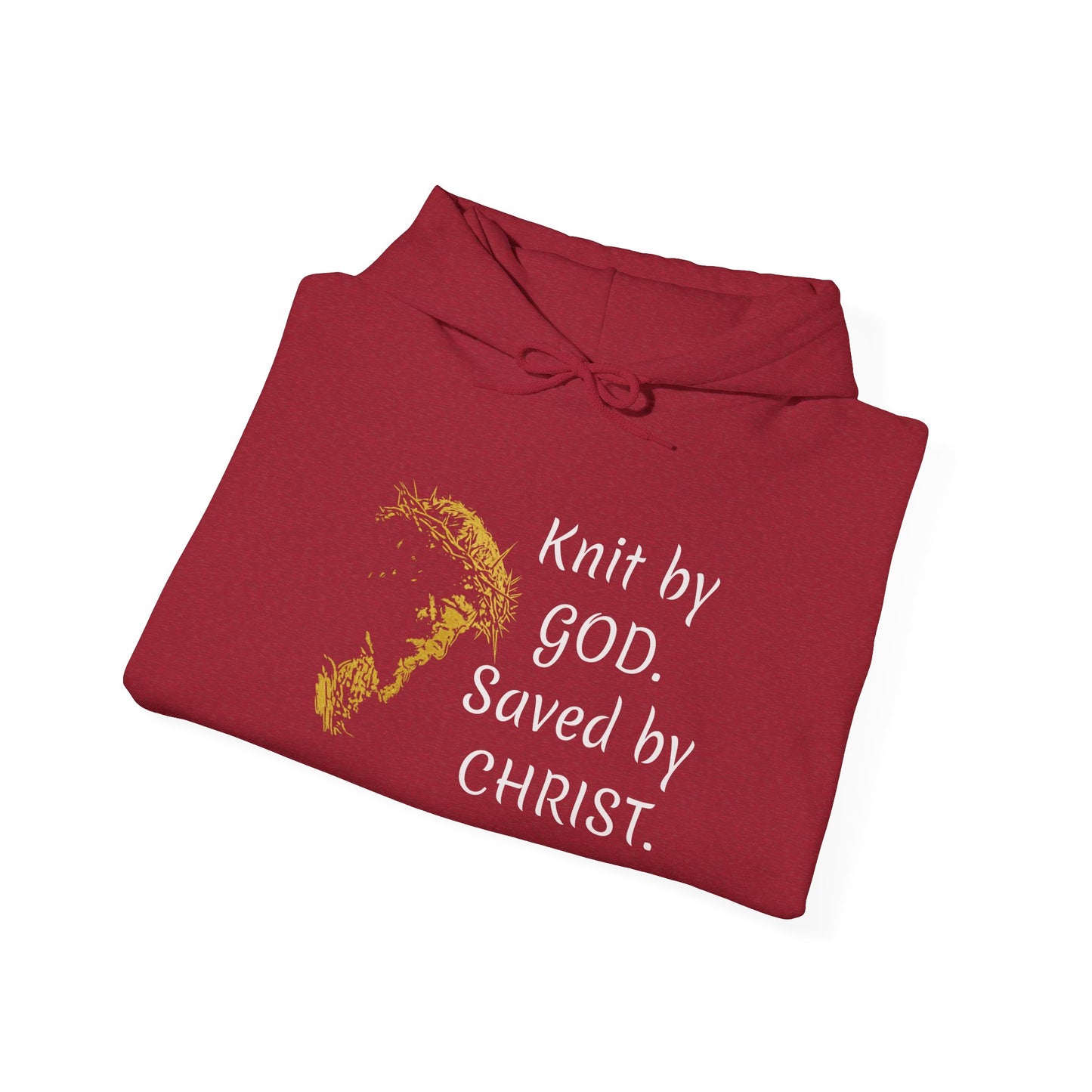 Knit by God Saved by Christ Hoodie | Christian Faith Scripture Sweatshirt