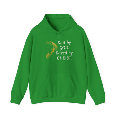Knit by God Saved by Christ Hoodie | Christian Faith Scripture Sweatshirt