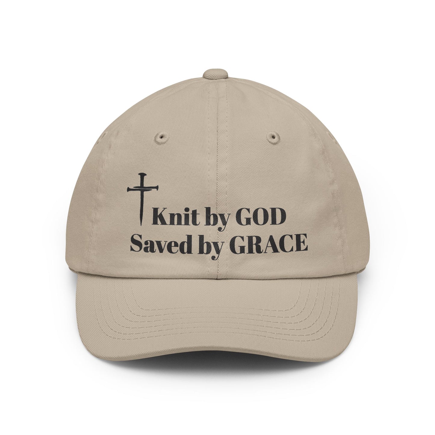 Knit by God Customizable Embroidered Text Cap