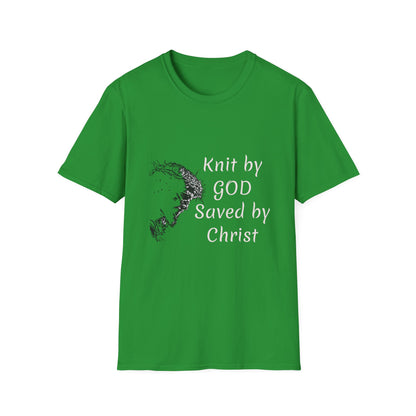 Knit by God Saved by Christ T-Shirt | Christian Faith Tee