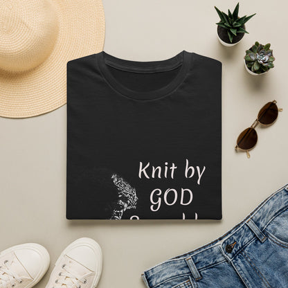 Knit by God Saved by Christ T-Shirt | Christian Faith Tee