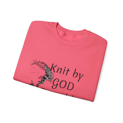 Knit by God Saved by Christ Sweatshirt | Christian Faith Graphic Pullover