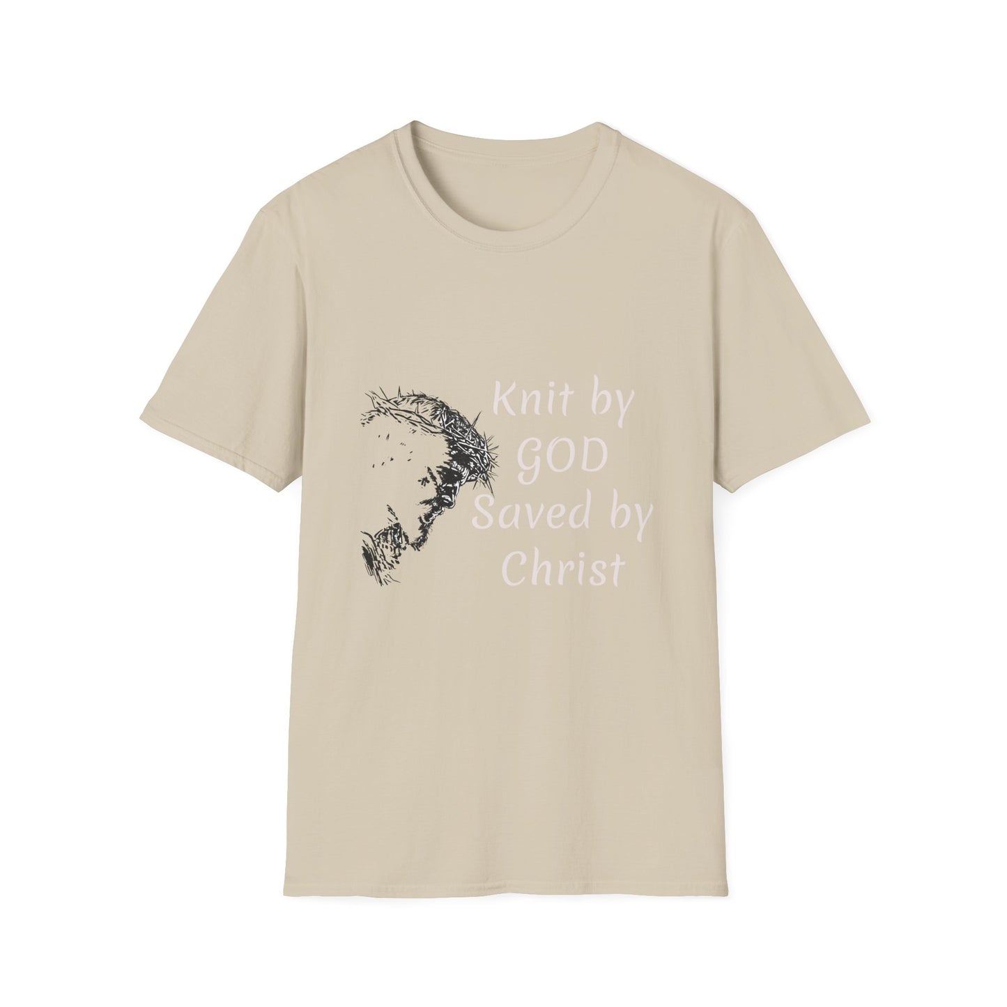 Knit by God Saved by Christ T-Shirt | Christian Faith Tee
