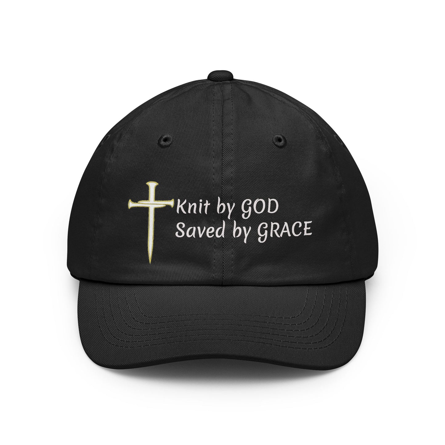 Knit by God Customizable Embroidered Text Cap