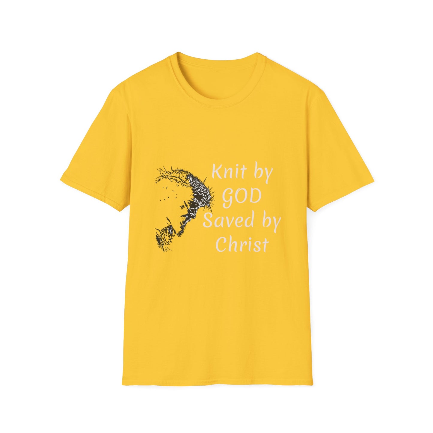 Knit by God Saved by Christ T-Shirt | Christian Faith Tee