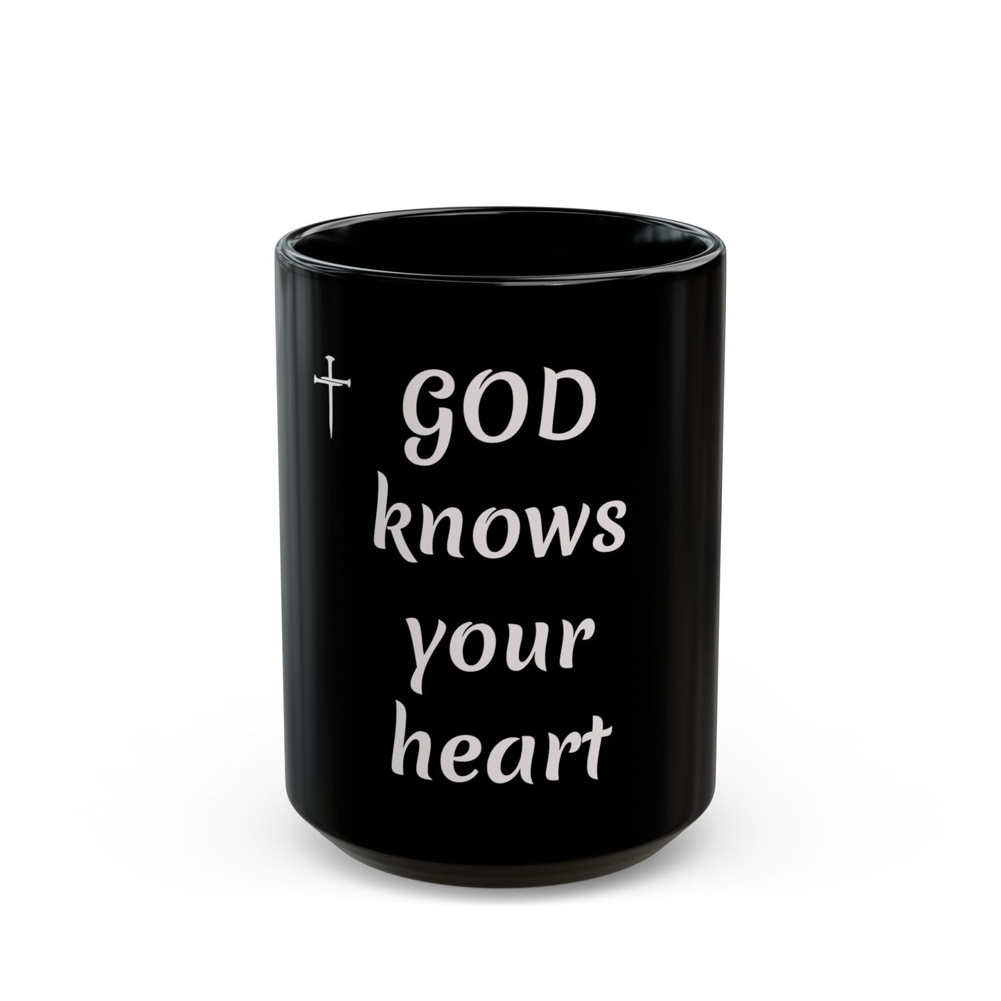 God Knows Your Heart Black Mug