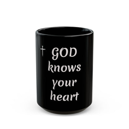 God Knows Your Heart Black Mug